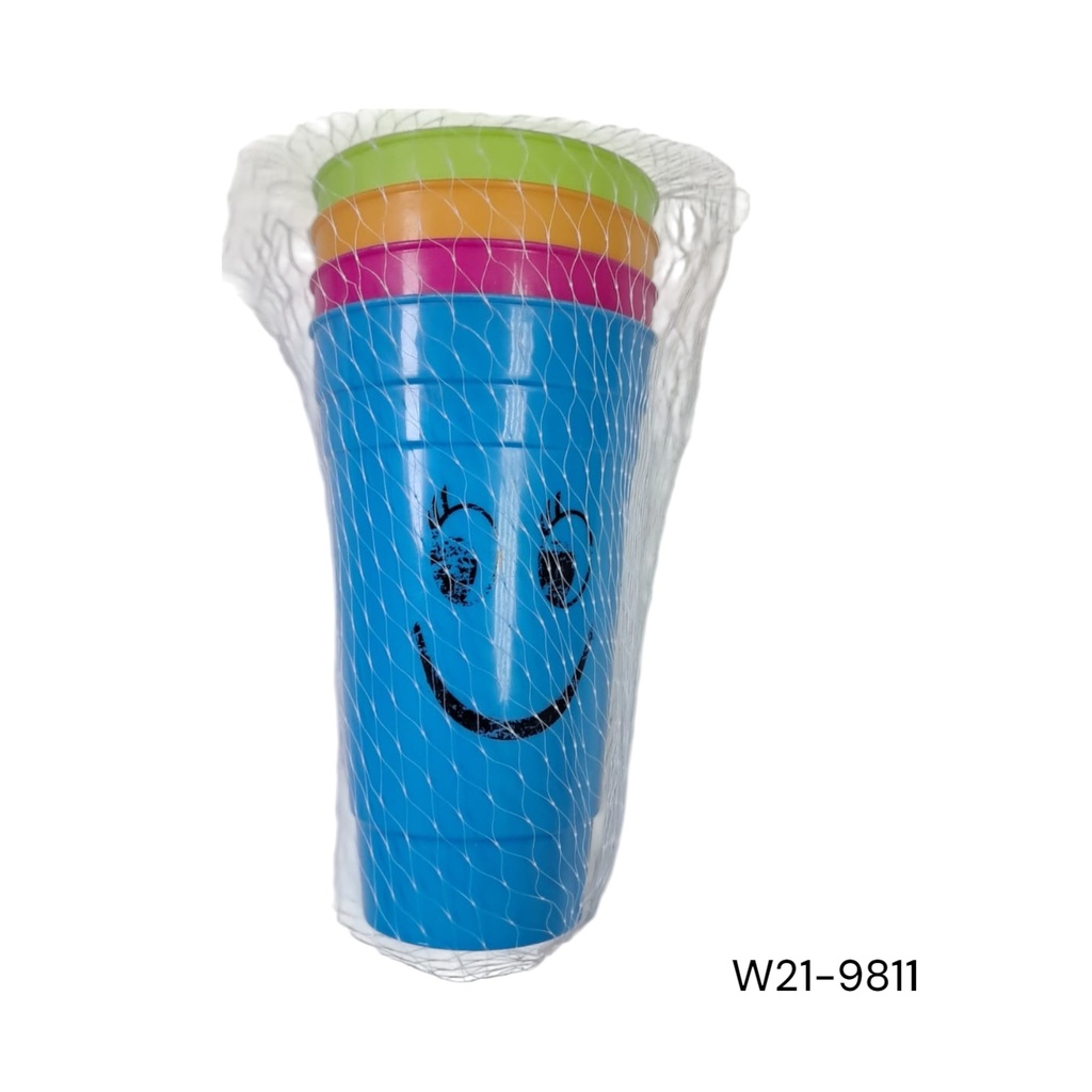  VASO SET PLASTICO X4 CARITA 16OZ