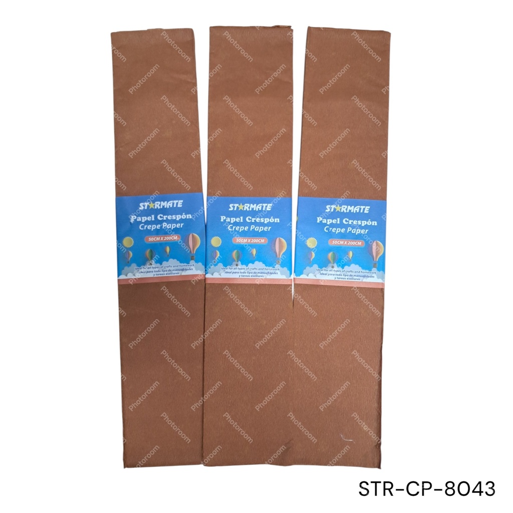 PAPEL CRESPON 50X200CM CHOCOLATE CLARO PQT.10UD.  CXB-20