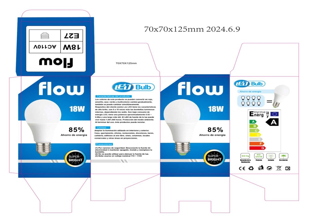 BOMBILLO AHORRATIVO E27/110V/ 18W CXB-100UD.