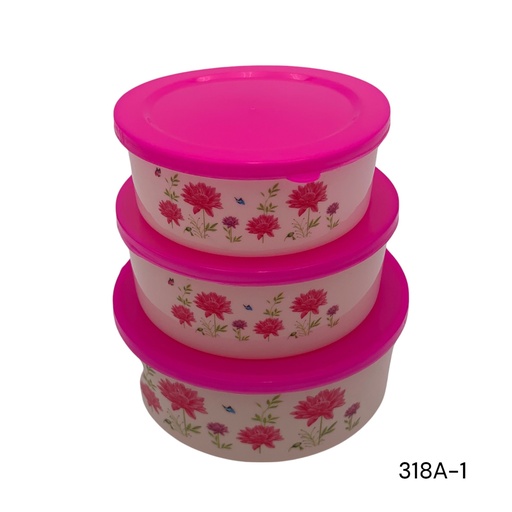 [318A-1] VASIJA 3 PIEZAS CREMA FLORES 13CM 11CM 9